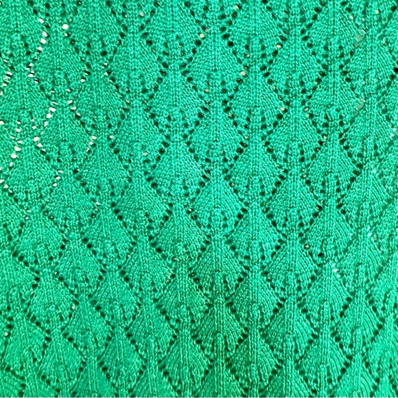 Women’s Lost + Wander Knit Short Sleeve Knit Top M/L Green Yellow Trim Tiny Flaw - Picture 4 of 7